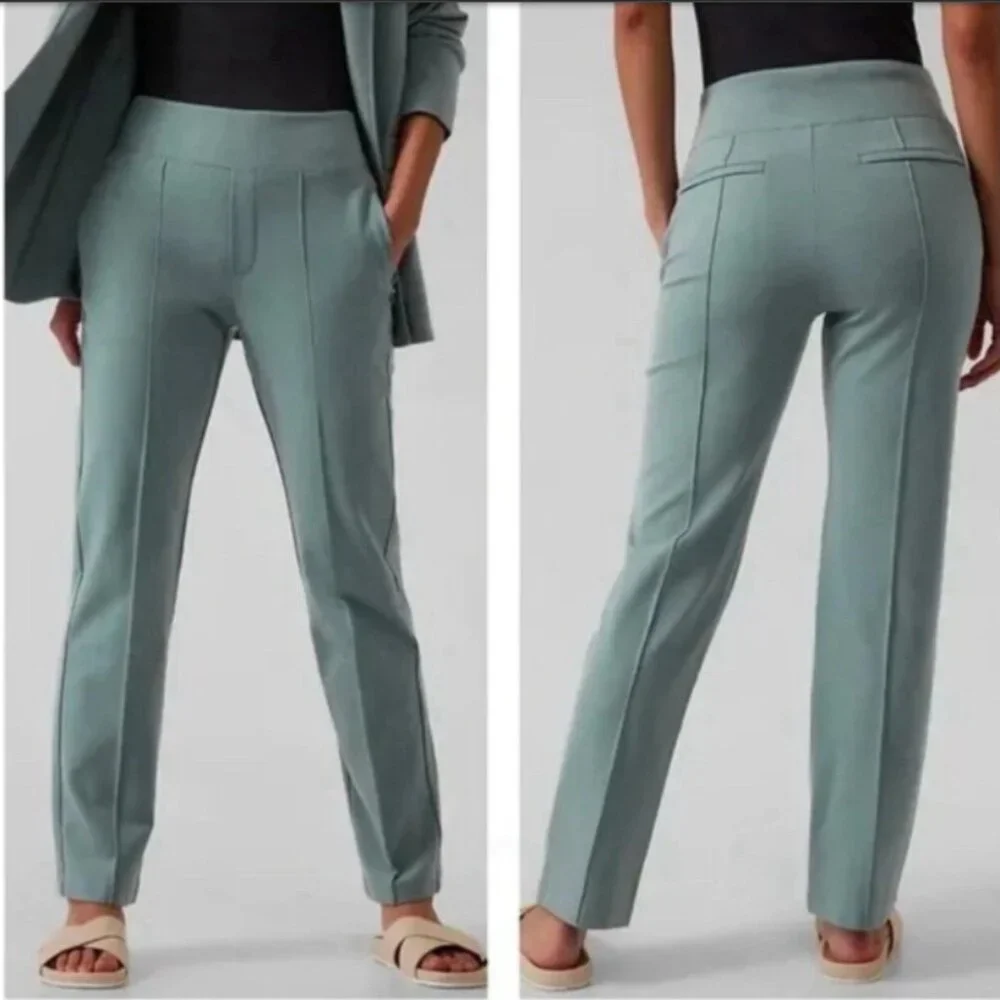 Athleta Eastbound Straight Pull On Pant Size 2 Seafoam Green Classic Workwear - Picture 1 of 9